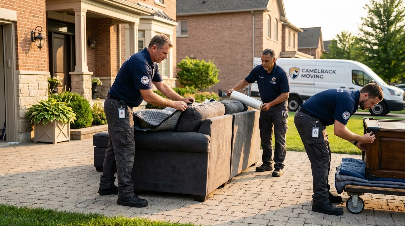 Large estate moving crew wrapping furniture in Bradford, TN