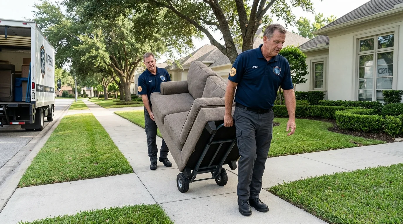 Local residential moving crew loading furniture in Bradford, TN