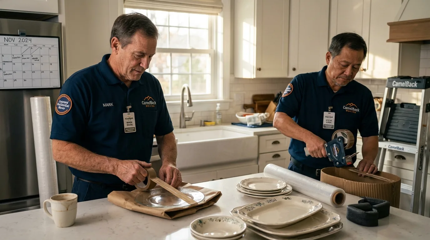 Professional crew packing kitchen dishware in Bradford, TN